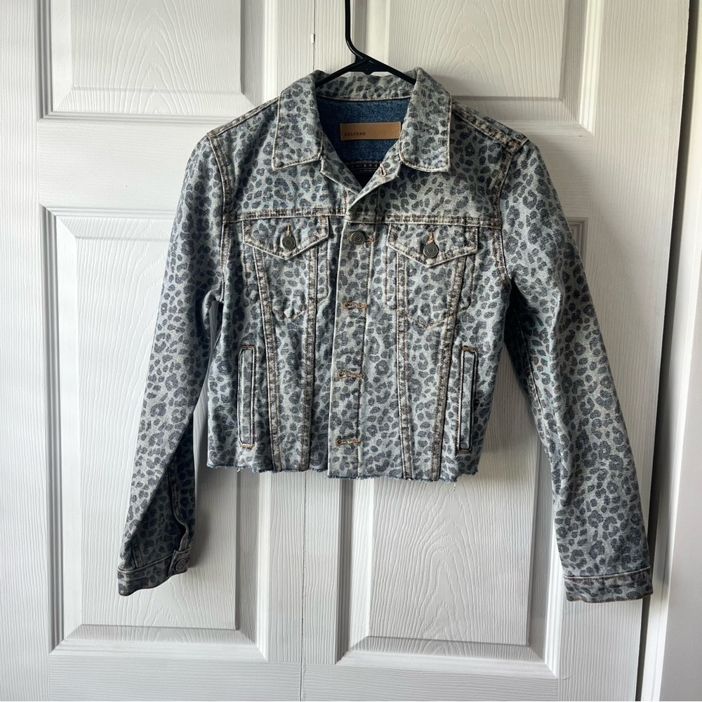 GRLFRND CARA LEOPARD PRINT CROPPED DENIM XS